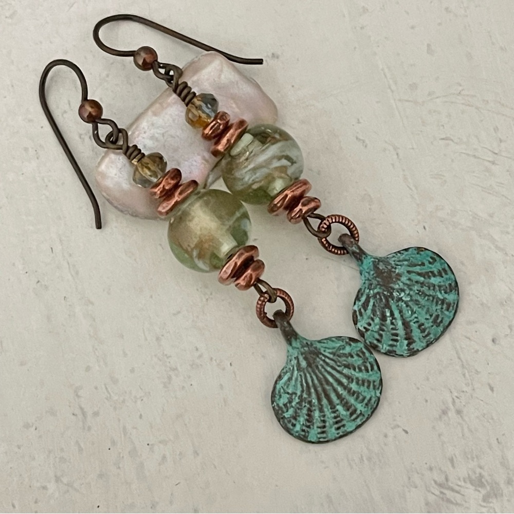 ARTISAN Earrings - “The Seashore” Dangles - Picture 4 of 10